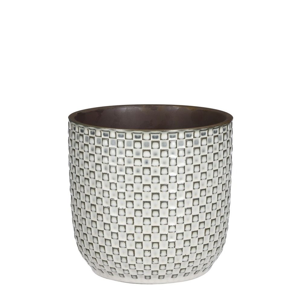 Mica decorations daan pot de fleurs - h17,5 x ø19 cm - blanc