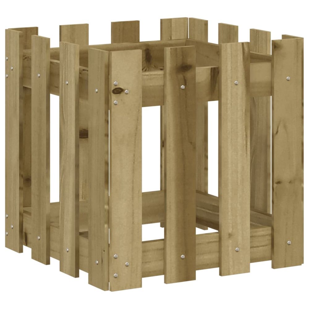 Jardinière d'extérieur avec design de clôture 40x40x40 cm pin imprégné