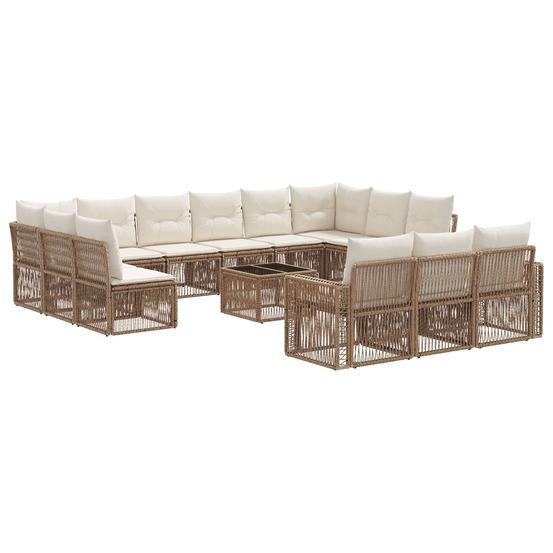 Ensemble de canapé de jardin 14 pcs beige et blanc crème