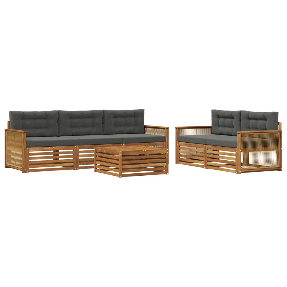 Ensemble de canapés d'extérieur 6 pc naturel et anthracite