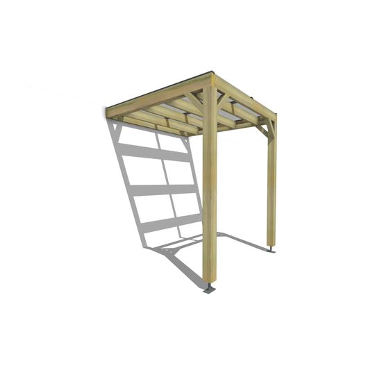 Pergola bois • 2m x 2m • adossée • sens largeur • couverture étanche transparente incluse • livraison comprise