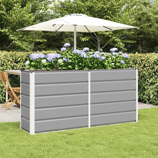 Jardinière haute xxl acier pour terrasse brise-vue végétal 160x40x75 cm gris clair