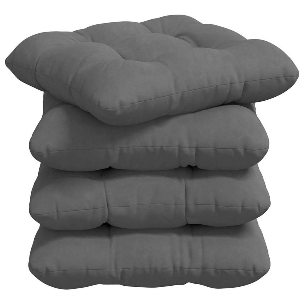 Coussins de siège 4 pc tissu en microfibre gris foncé
