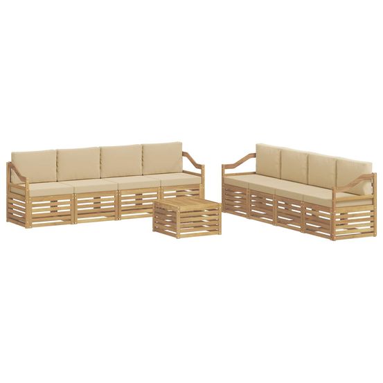 Ensemble de canapés d'extérieur 9 pc blanc et beige polyester