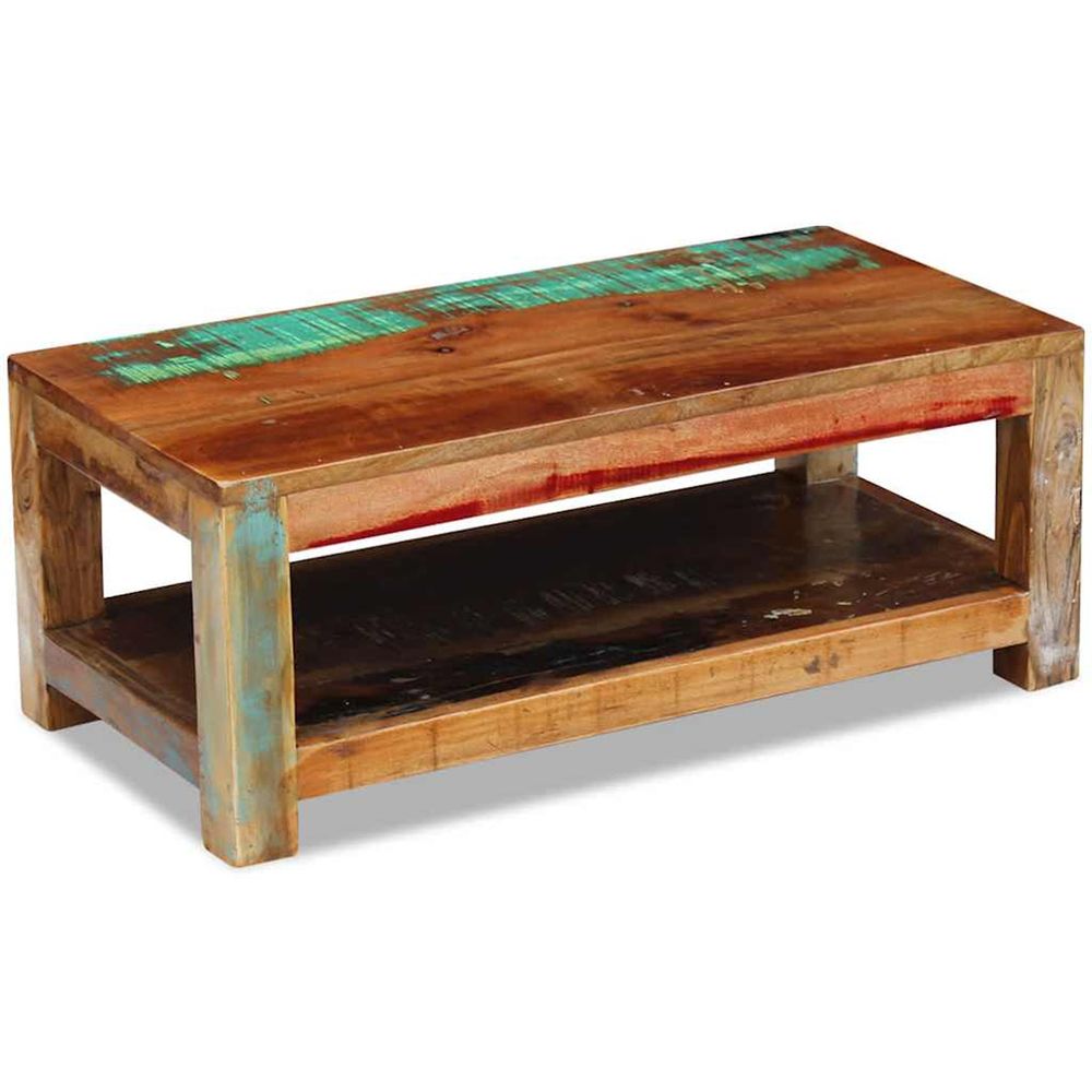 Table basse bois de récupération massif 90x45x35 cm