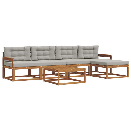 Ensemble de canapés d'extérieur 6 pcs gris naturel et clair