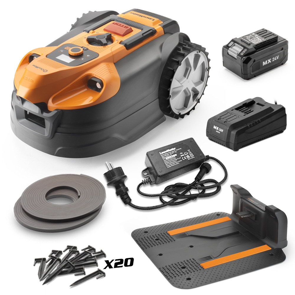 Robot tondeuse autonome 24v sans fil périmétrique avec station de charge - max 6