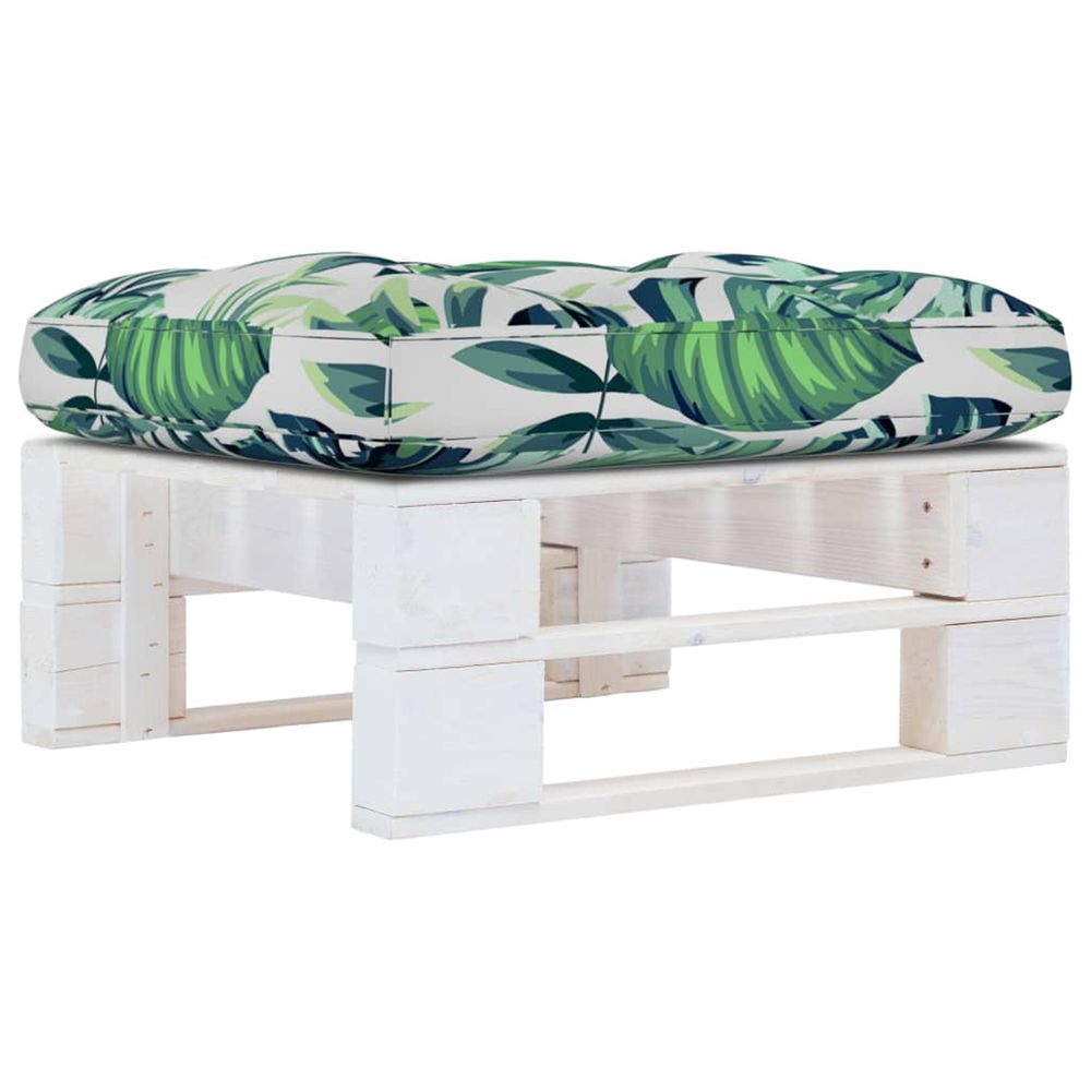 Pouf palette de jardin bois de pin imprégné de blanc
