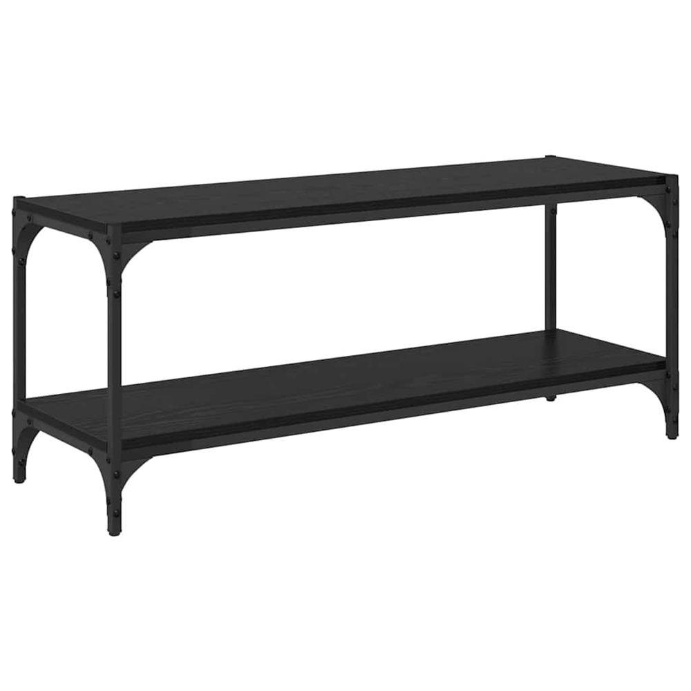 Meuble tv chêne noir 100x33x41cm bois d'ingénierie et fer
