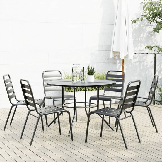 Ensemble de chaises de jardin empilables 7 pcs anthracite