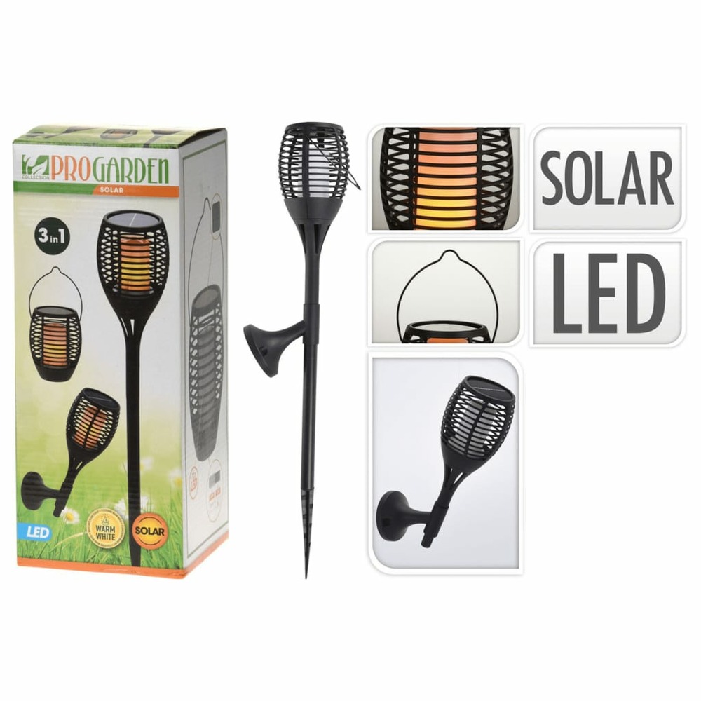 Lampe solaire de jardin à led 3 en 1 noir