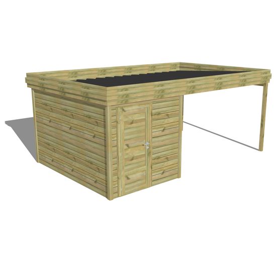 Abri de jardin bois pin traité autoclave 27mm - 5,64x3,44m / 19m2 - bac acier - abri français