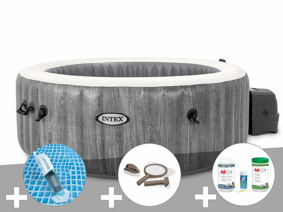 Kit spa gonflable purespa baltik rond bulles 4 places + aspirateur + kit d'entr