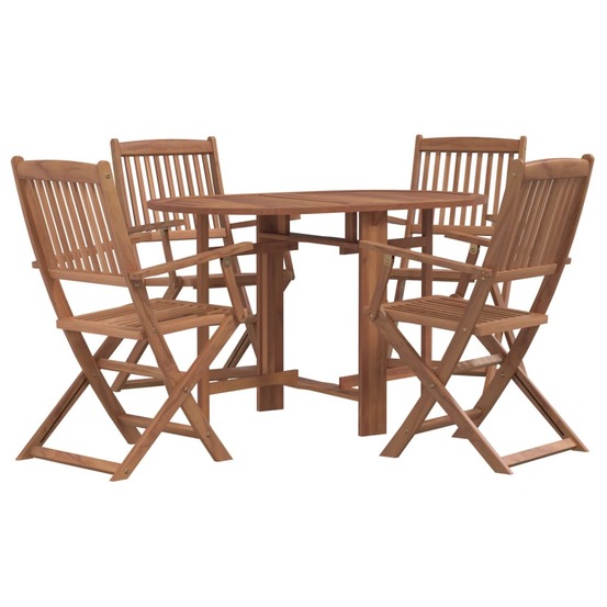 Ensemble à manger d'extérieur pliable 5pcs bois d'acacia solide