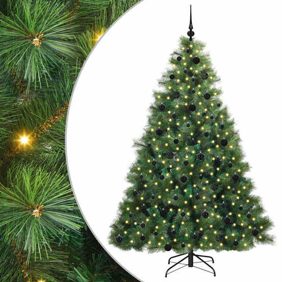 Sapin de noël artificiel avec 300 led vert 210 cm pe et pvc