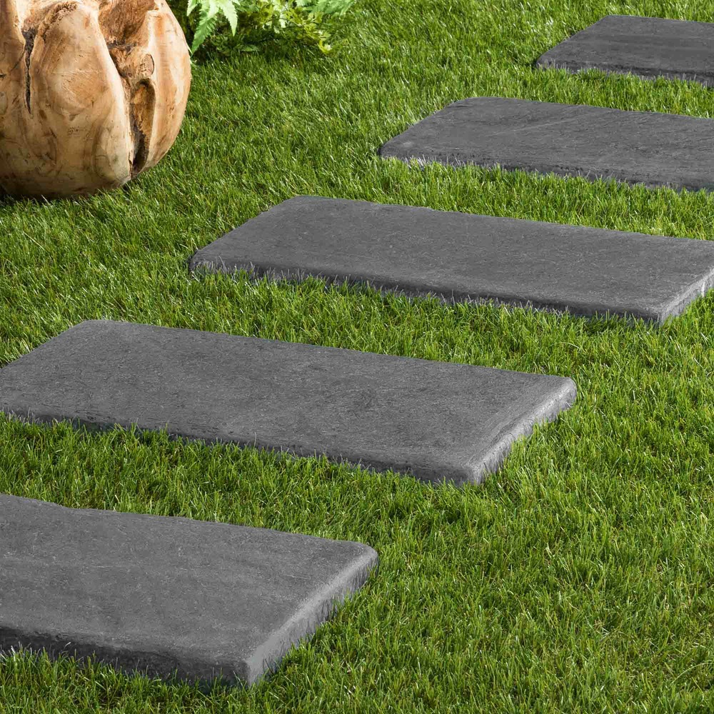 Pas japonais rectangle ardoise noire vieilli 50x25x3 cm (à l'unité) - ro'ma nature