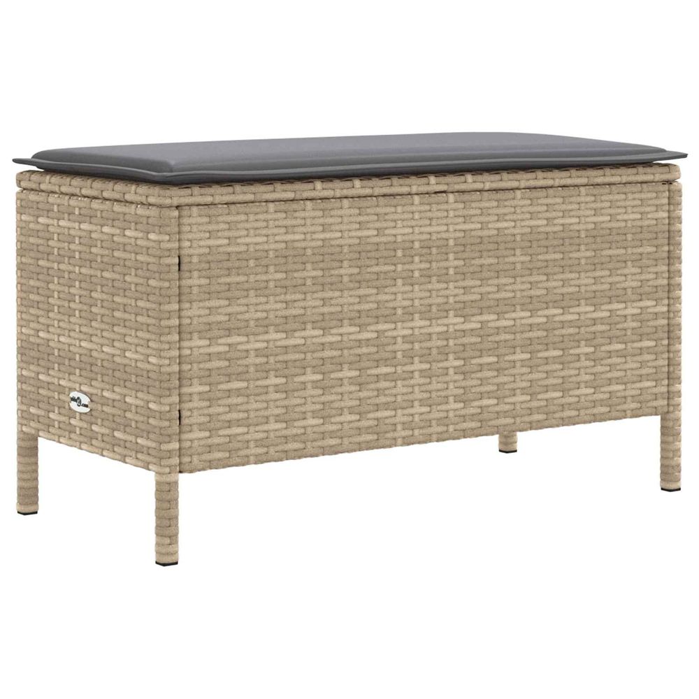 Pouf de jardin beige et gris clair 80 x 38 x 42 cm rotin pe