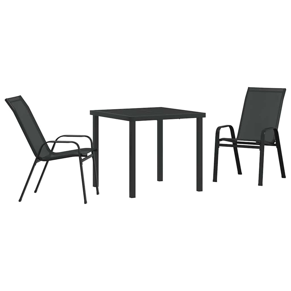 Ensemble de salle à manger pour jardin 3 pcs noir