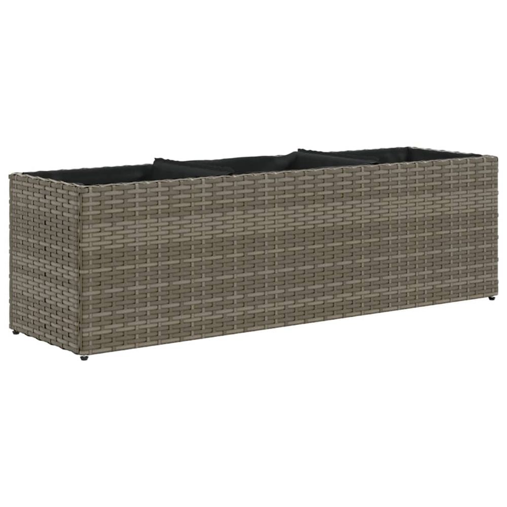 Jardinière d'extérieur avec 3 pots gris 105x30x32 cm résine tressée