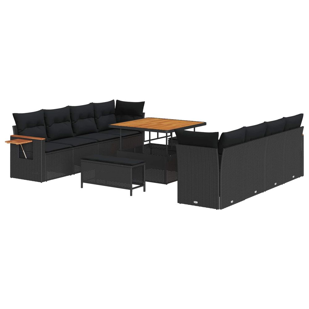 Ensemble de canapé de jardin 11 pc noir polyrotin