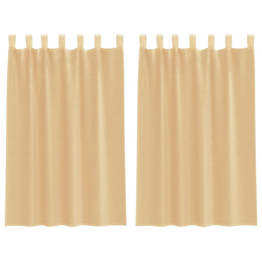 Rideaux en voile avec boucles 2 pcs sable 140x175 cm