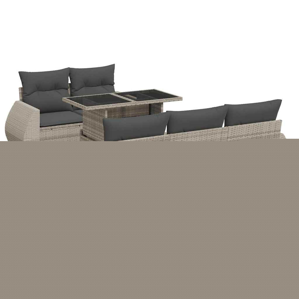 Salon de jardin 6 pcs avec coussins gris clair résine tressée