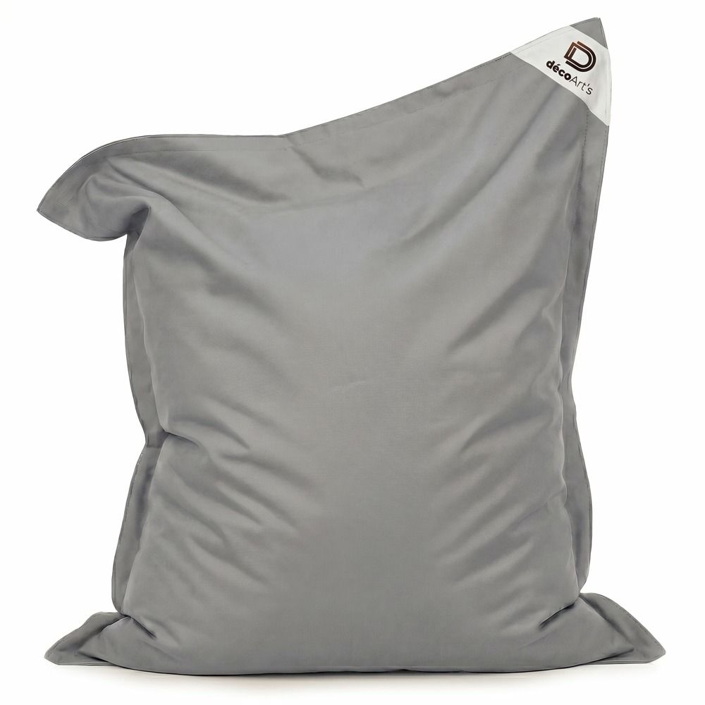 Pouf xxl intérieur extérieur déhoussable en tissu gris galet 180x140cm