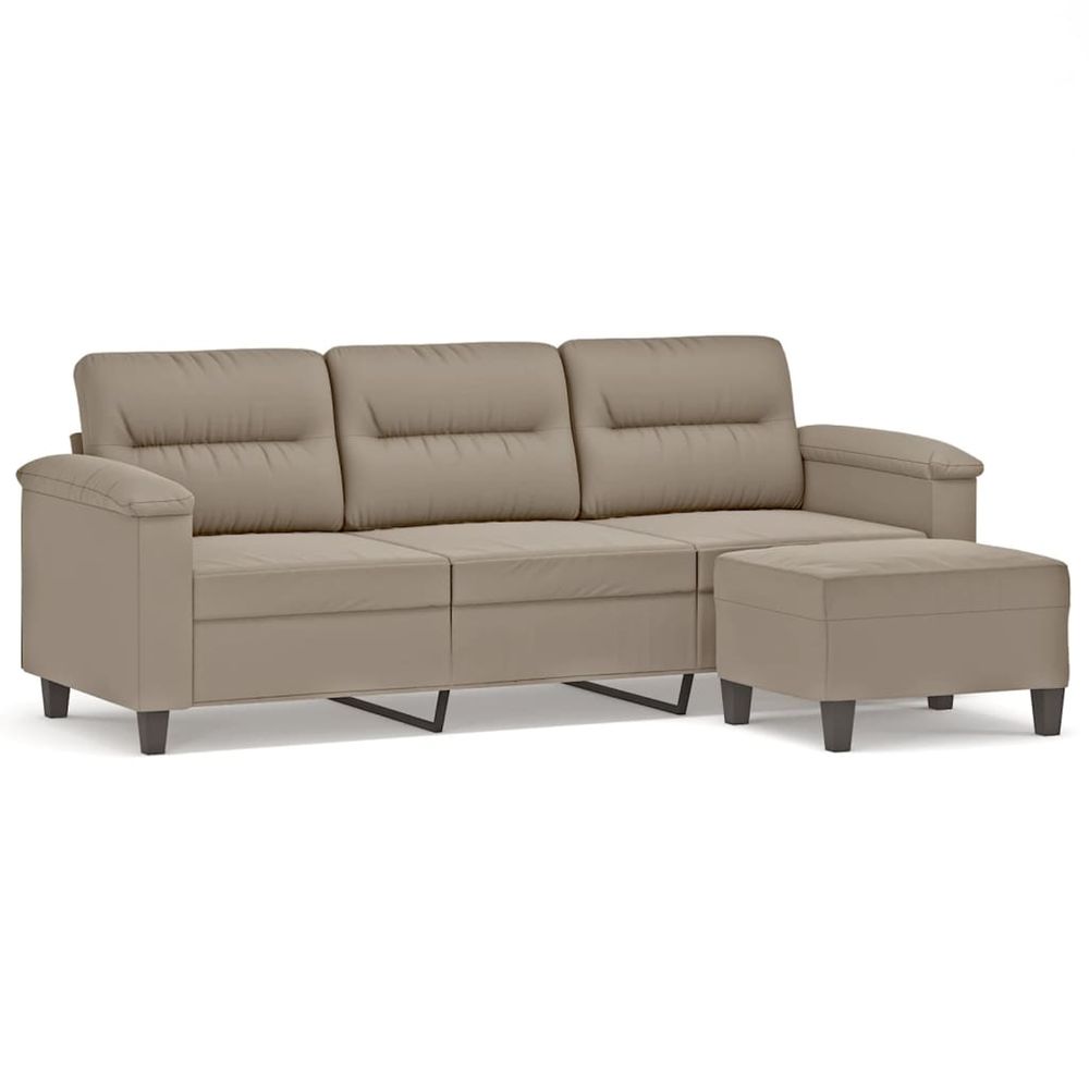 Canapé 3 places avec repose-pieds taupe 180 cm tissu microfibre