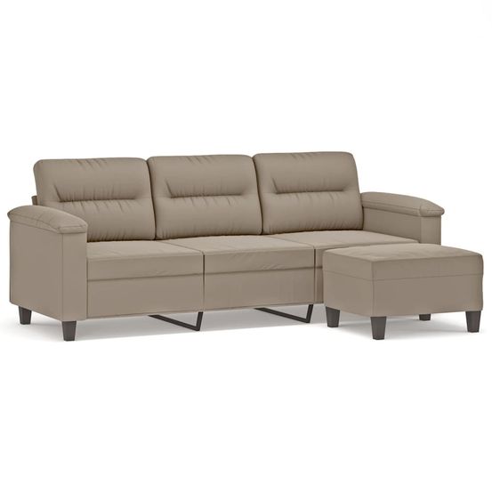 Canapé 3 places avec repose-pieds taupe 180 cm tissu microfibre