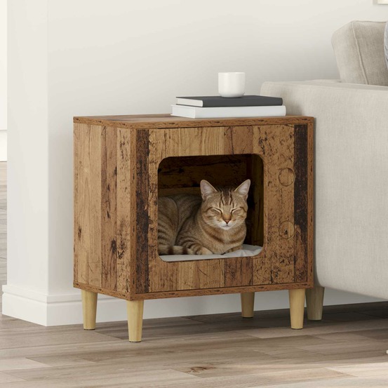 Maison pour chat bois ancien 51 x 30 x 52 cm bois d'ingénierie