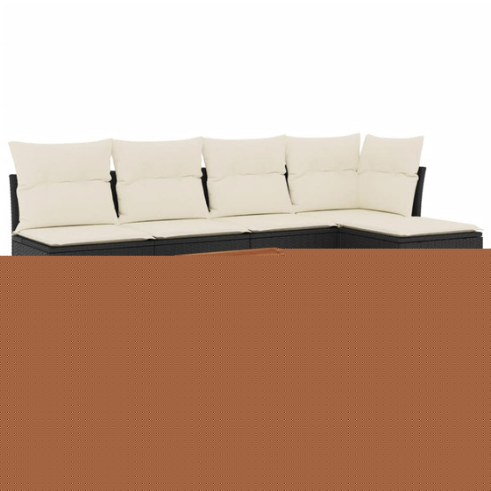 Salon de jardin 6 pcs avec coussins noir résine tressée