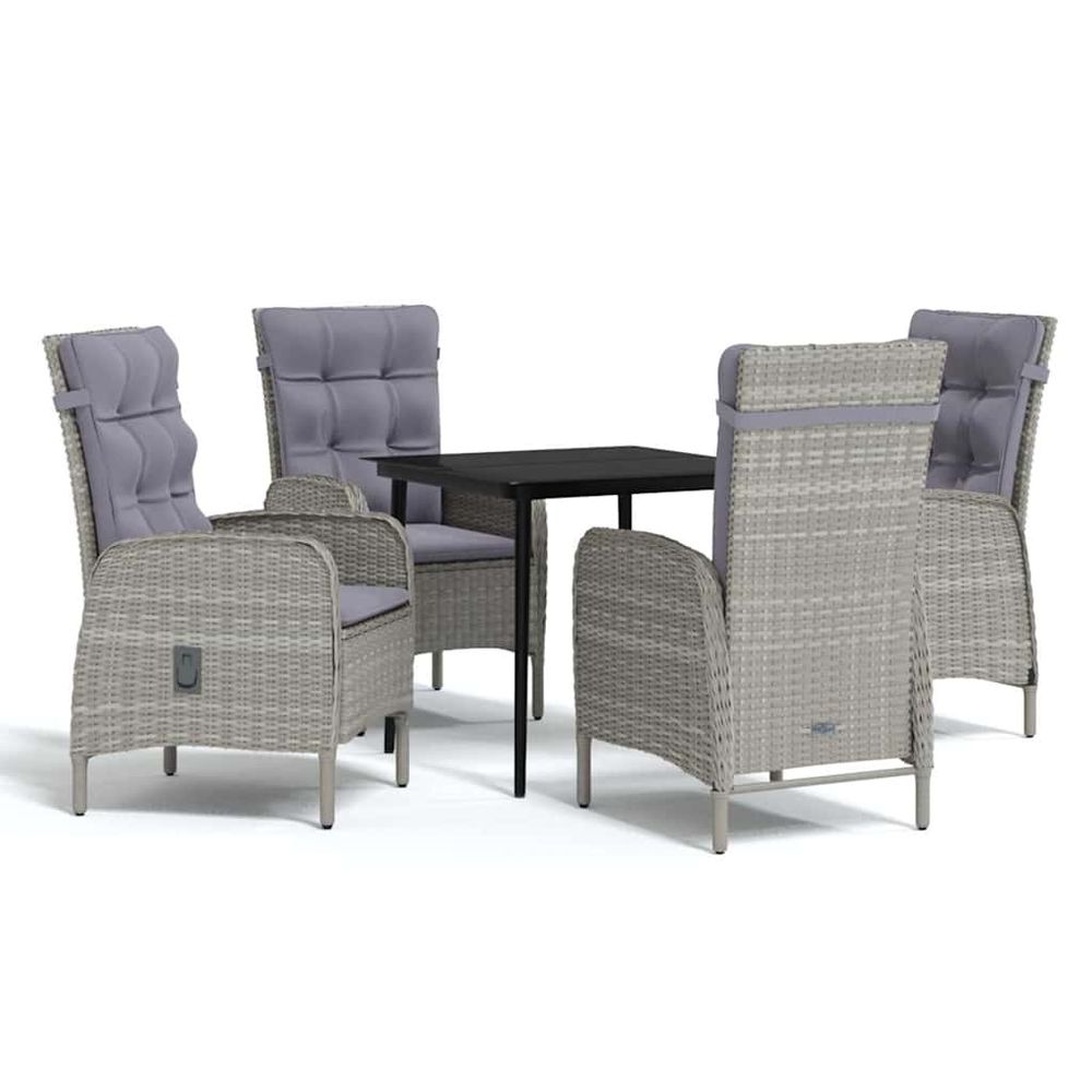 Ensemble à manger de jardin et coussins 5pcs gris/noir