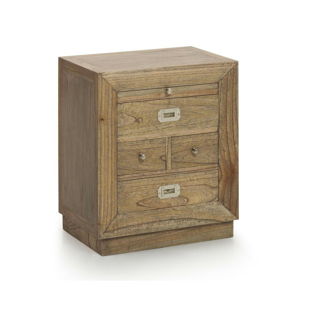 Table de chevet 4 tiroirs bronze bois marron - kerline décoration d'autrefois