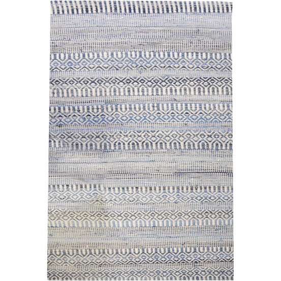 Tapis en coton recyclé et laine ivoire et bleu sarah 230 x 160 cm