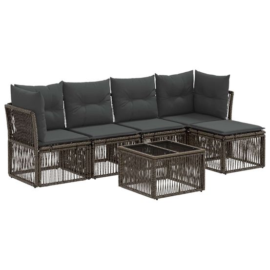 Ensemble de canapé de jardin 6 pc gris polyrotin