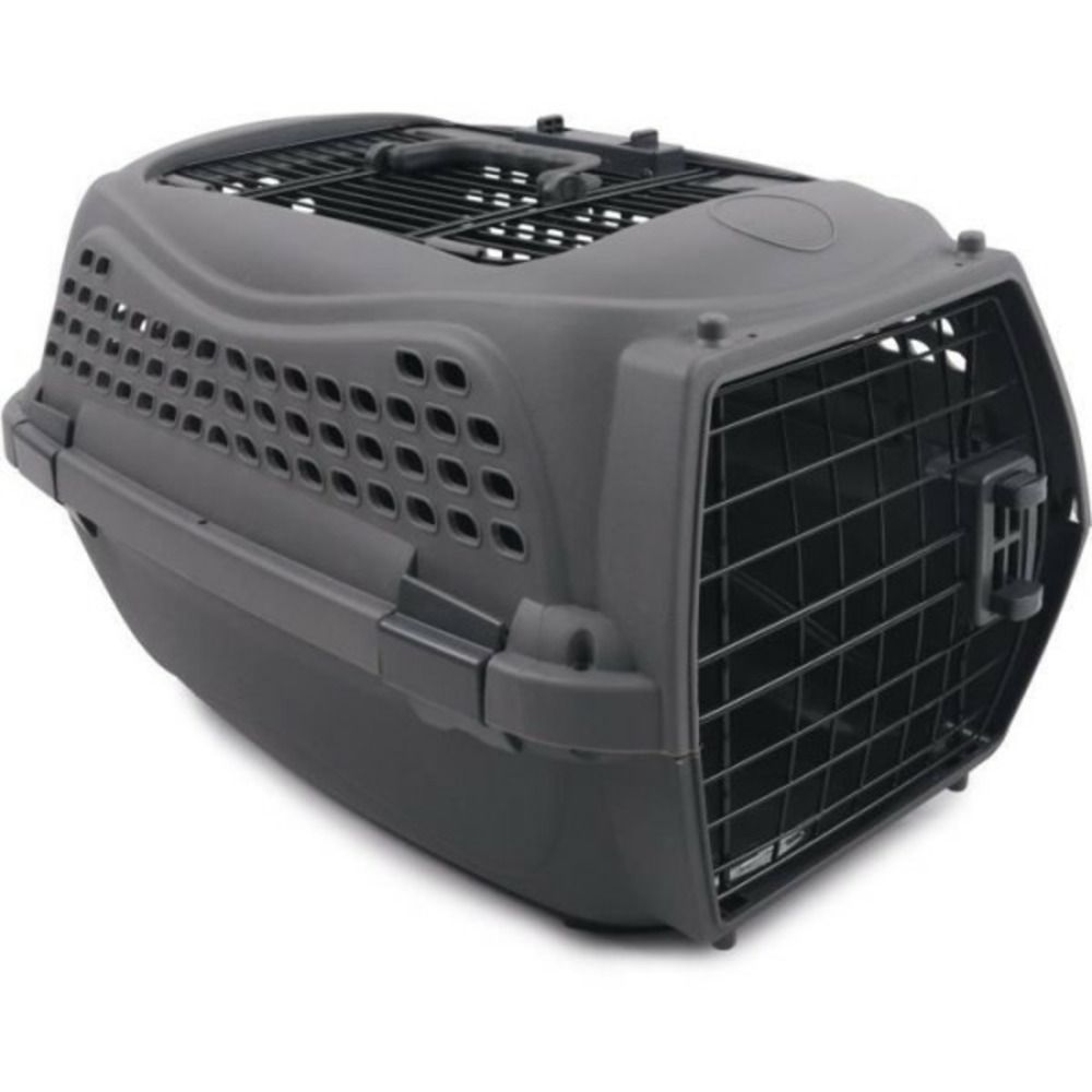 Caisse de transport pour chat m.pets eco giro - cage en plastique - taille s - gris