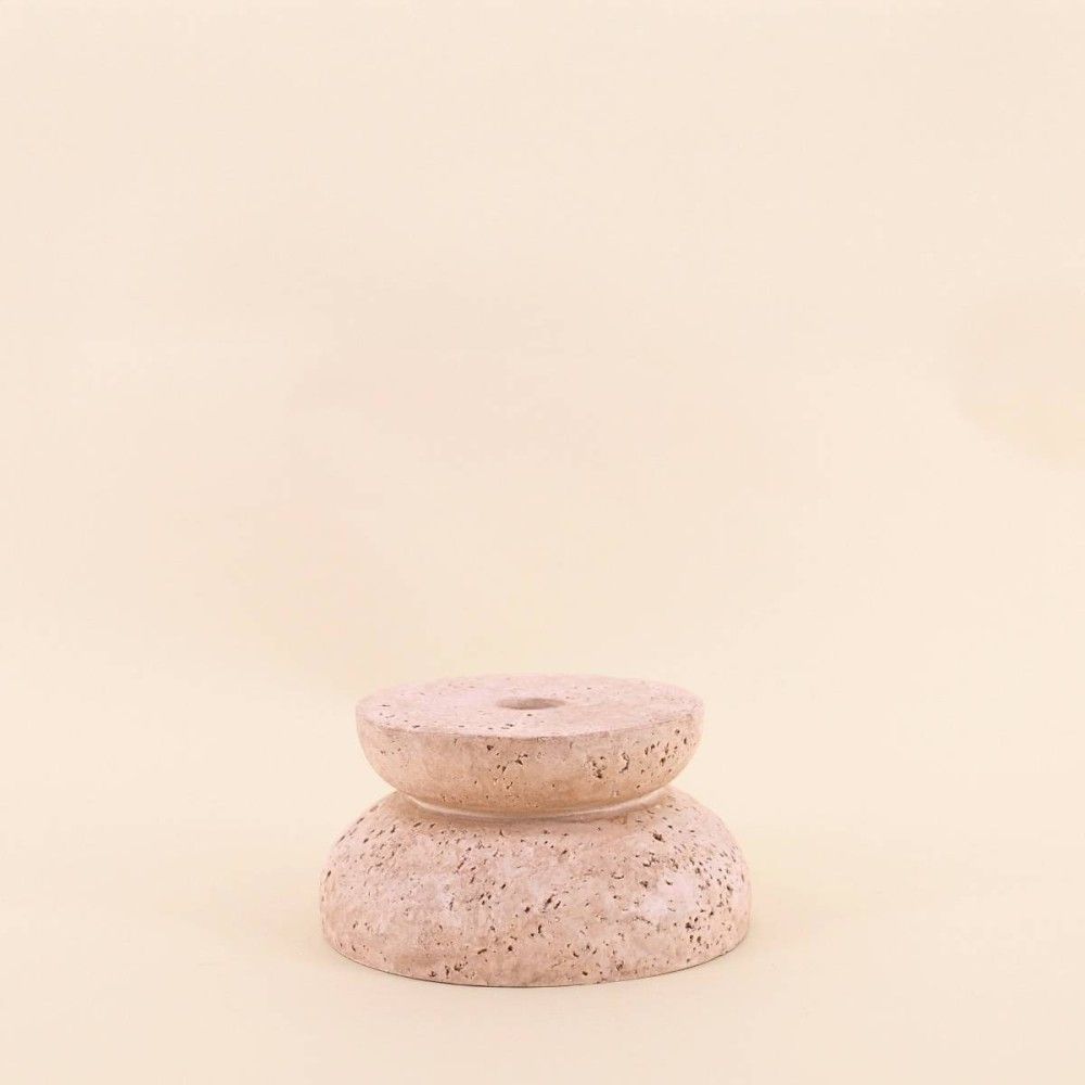 Bougeoir imitation travertin 13x7cm