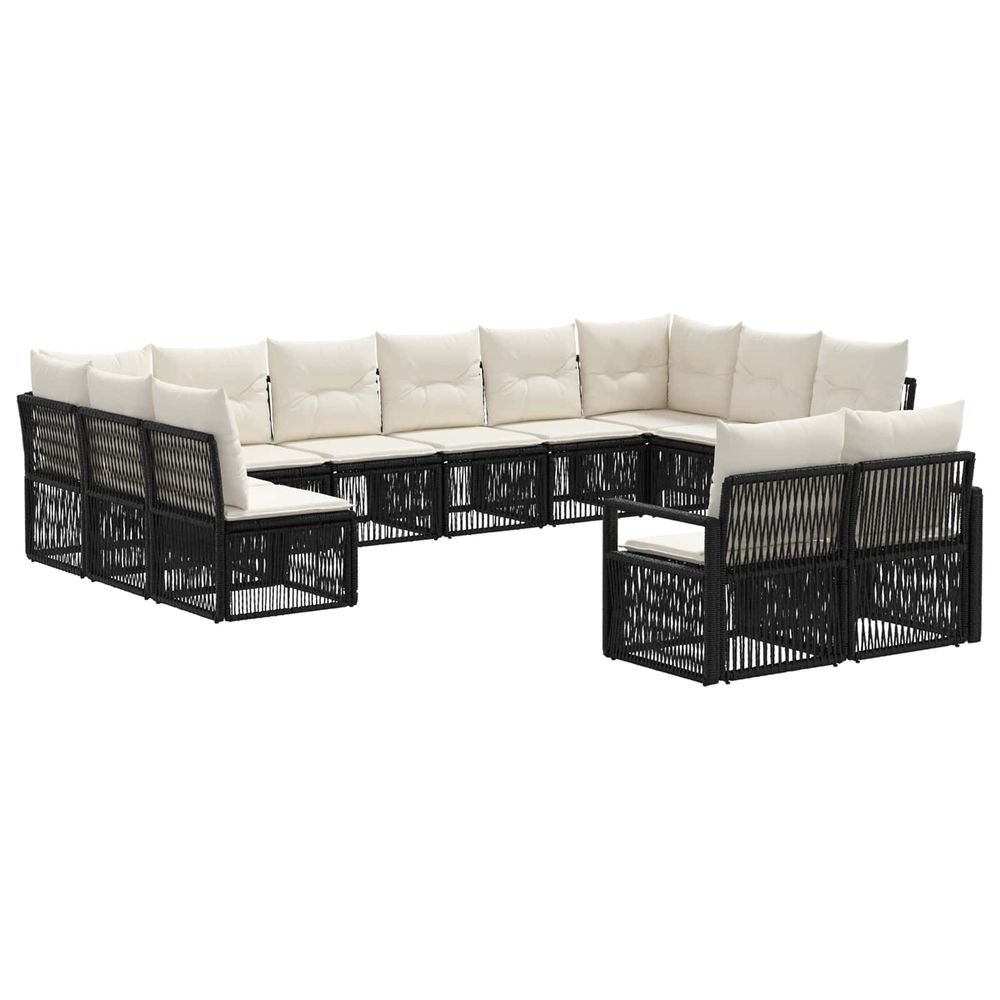 Ensemble de canapé de jardin 12 pc noir polyrotin