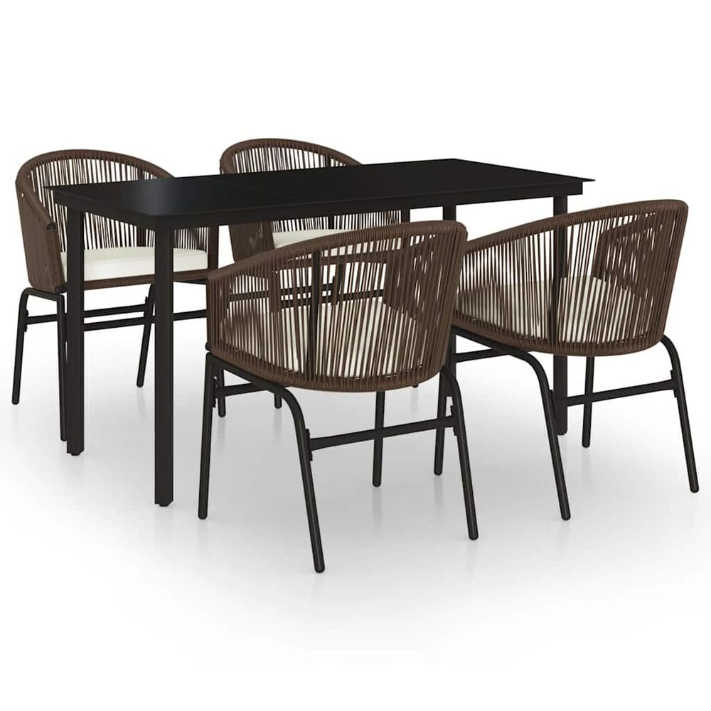 Ensemble à manger de jardin 5 pcs marron