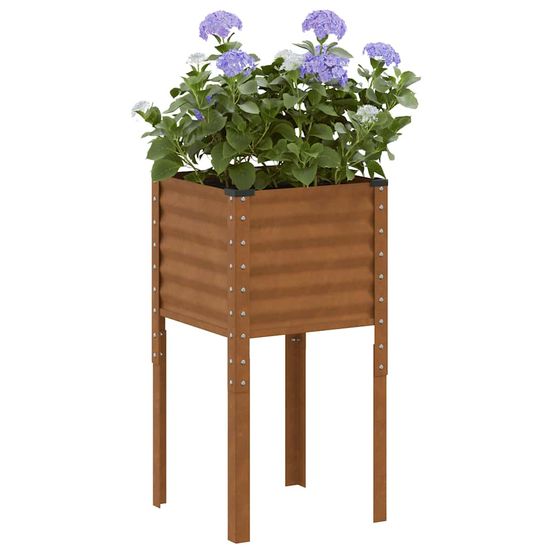 Jardinière haute carrée acier corten effet rouillé 45x45cm brun