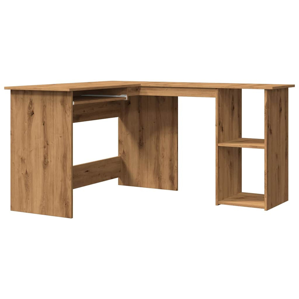 Bureau d'angle chêne artisanal 120x140x75 cm bois d'ingénierie