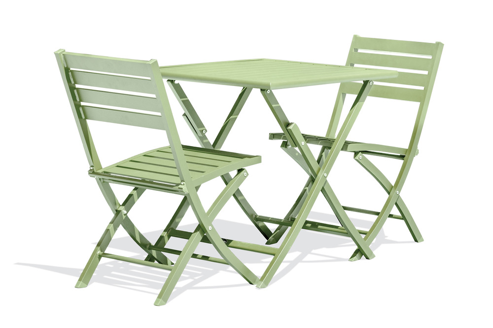 Ensemble repas marius 70 cm 2 places en aluminium vert lagune
