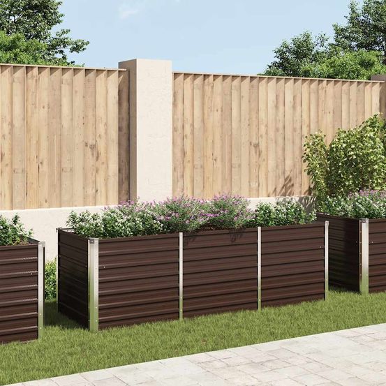 Carré potager surélevé en acier galvanisé pour jardin marron 240x80x77 cm