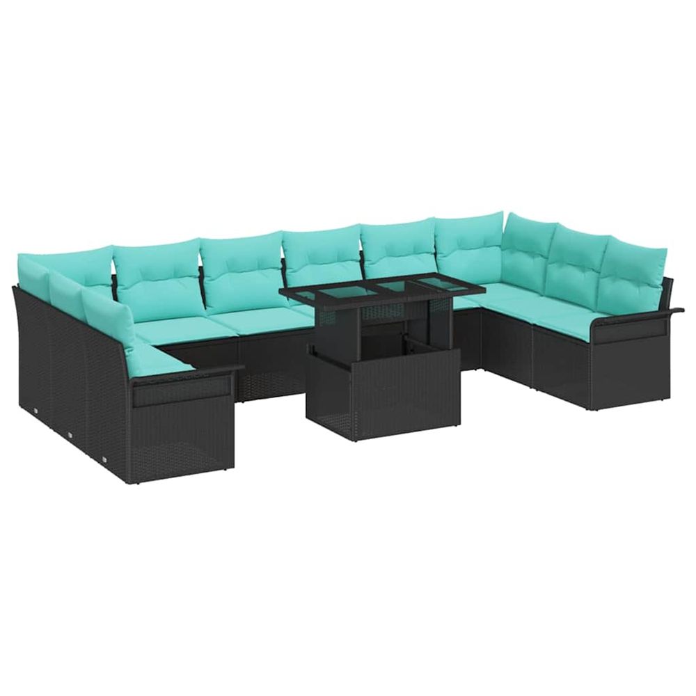 Ensemble de canapé de jardin 11 pc noir poly rattan