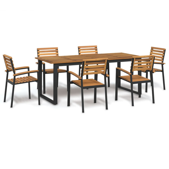 Ensemble à manger de jardin 7 pcs bois d'acacia solide et métal