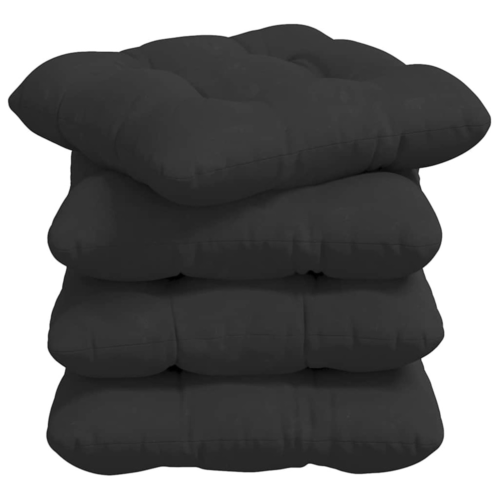 Coussins de siège 4 pcs noir 45 x 45 cm tissu en microfibre