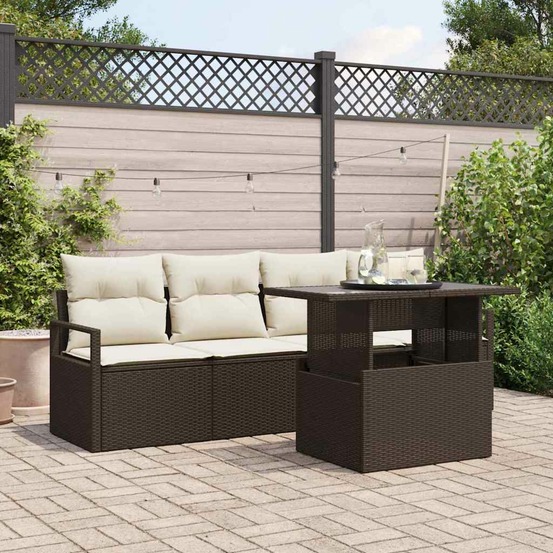 Ensemble de canapé de jardin 5 pcs marron poly rotin