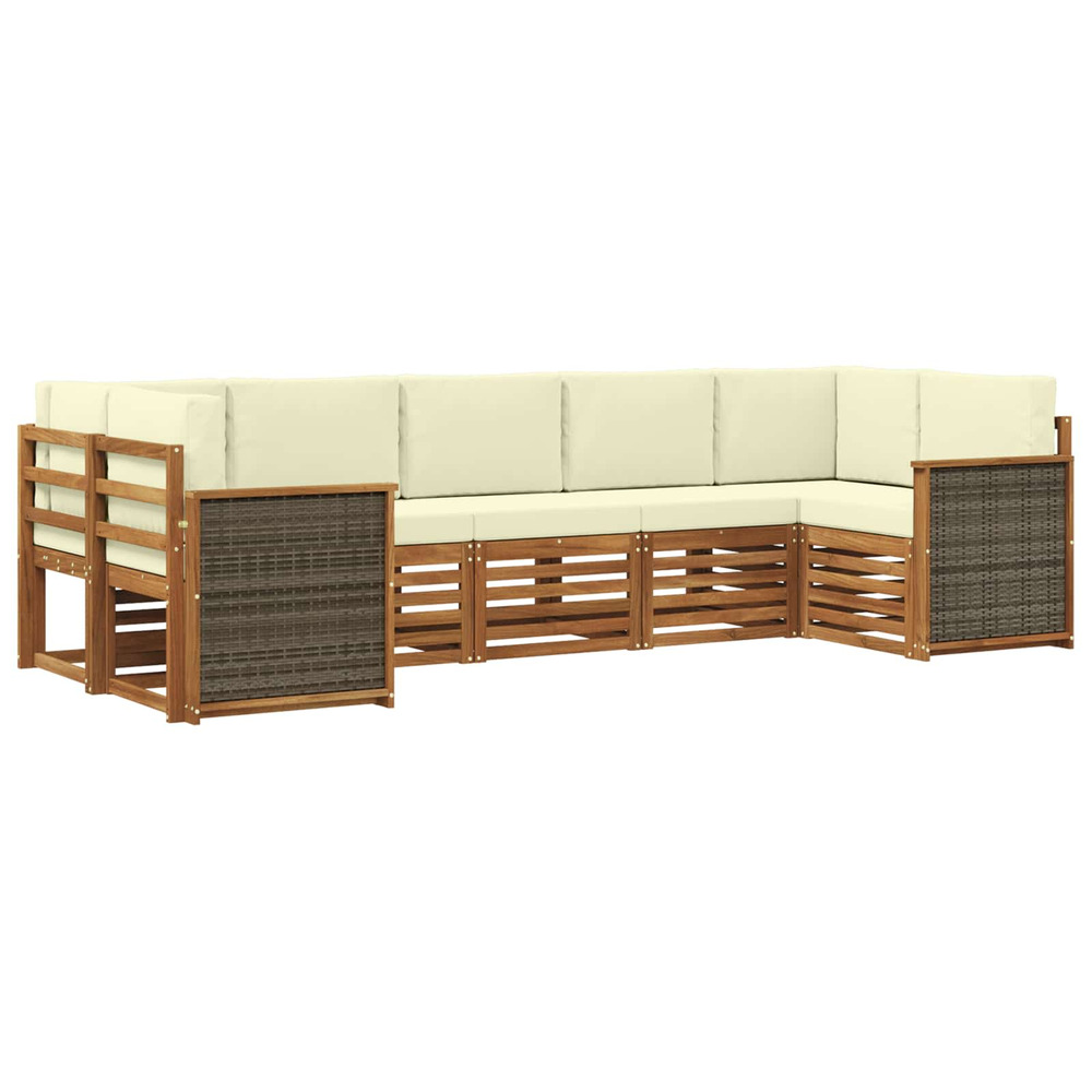 Ensemble de canapé d'angle avec coussin 6 pcs naturel et crème