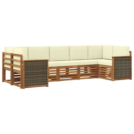 Ensemble de canapé d'angle avec coussin 6 pcs naturel et crème