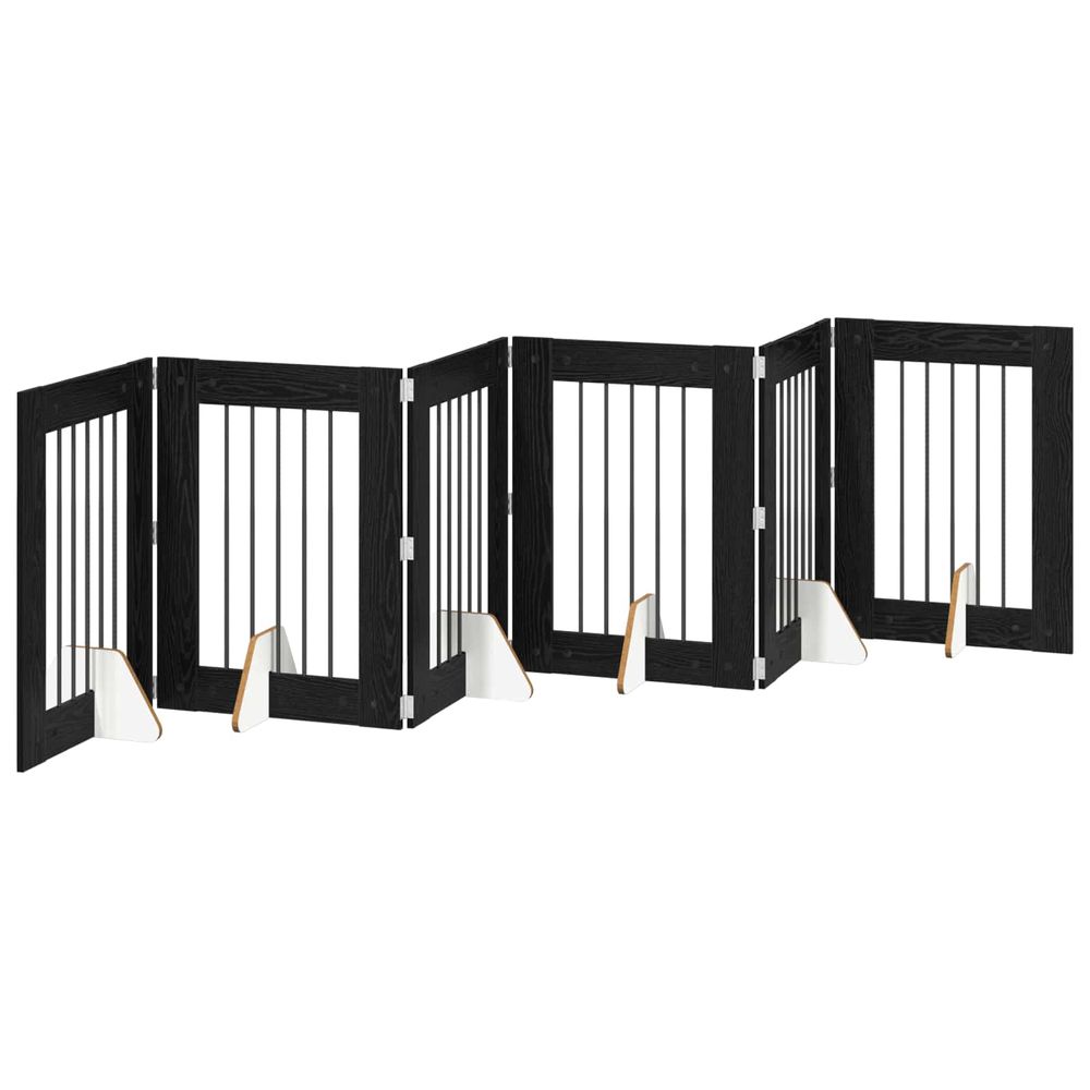 Porte de chien pliable avec supports 6 pc chêne noir 362 cm